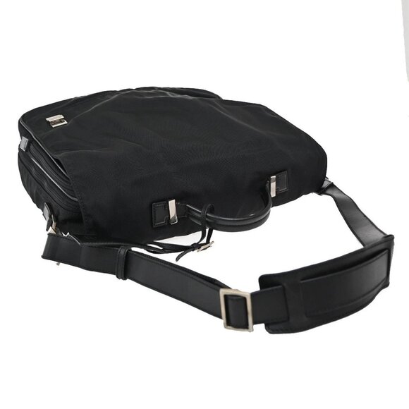 GUCCI Logo Business Shoulder Bag Nylon Leather Black SHW Made in Italy 65KB366 - Picture 5 of 16